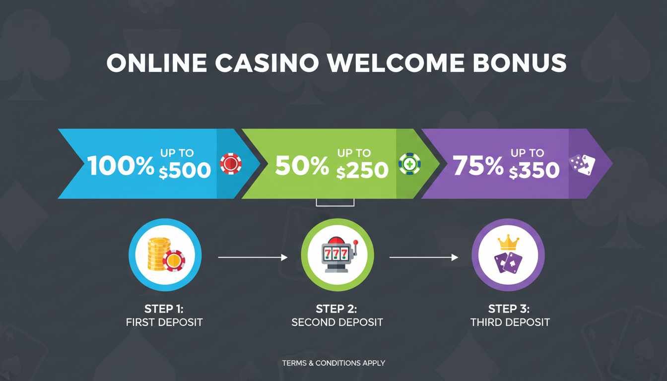 Infografika przedstawiająca strukturę bonusu powitalnego w Lizaro Casino